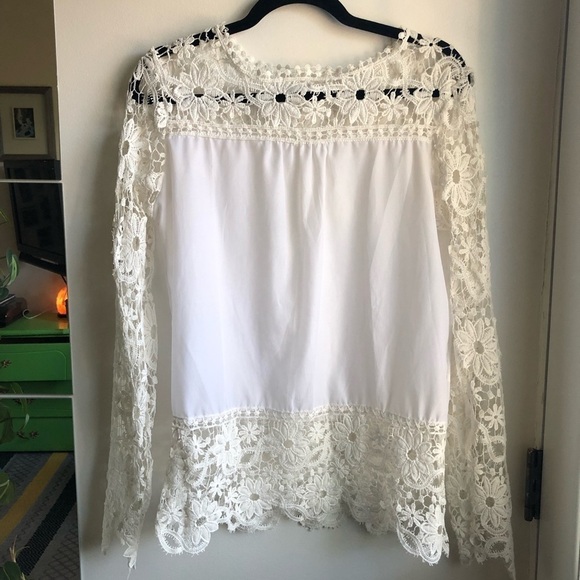𝅺White Long Sleeve Lace Top - Picture 2 of 4